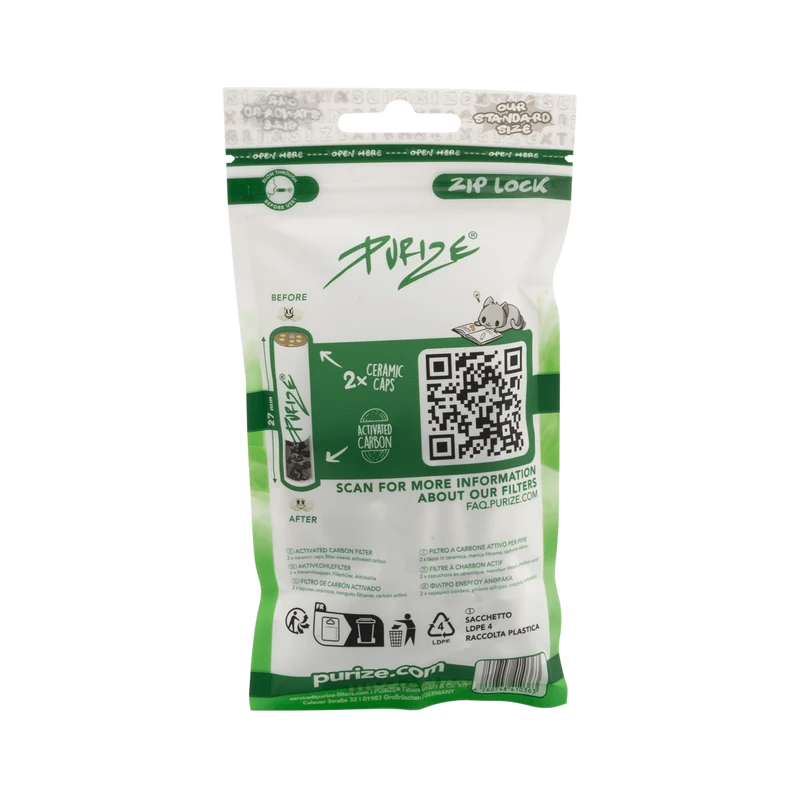 Purize Xtra Slim Size White – Aktivkohlefilter 6mm, 50 Stück