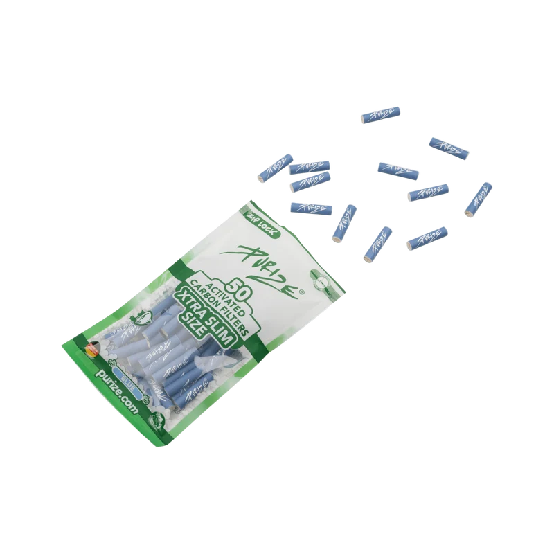 Purize Xtra Slim Size Blue – Aktivkohlefilter 6mm, 50 Stück