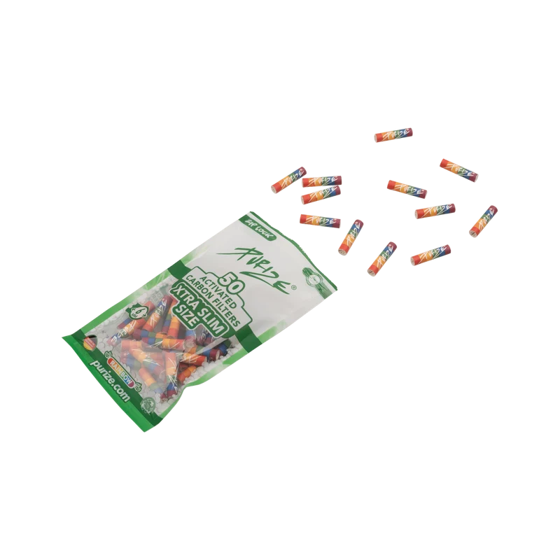 Purize Xtra Slim Size Rainbow – Aktivkohlefilter 6mm, 50 Stück