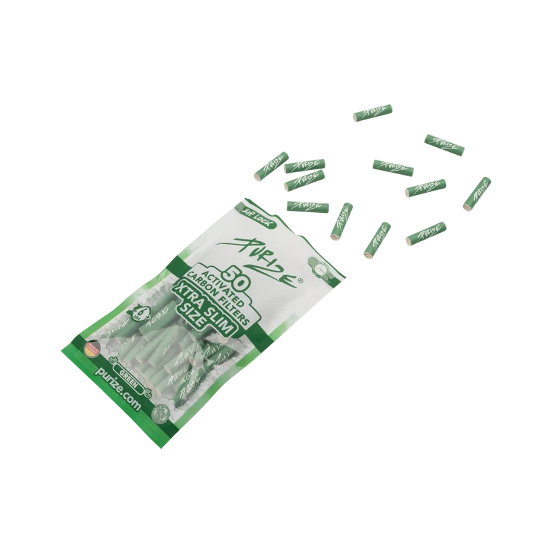 Purize Xtra Slim Size Green – Aktivkohlefilter 6mm, 50 Stück