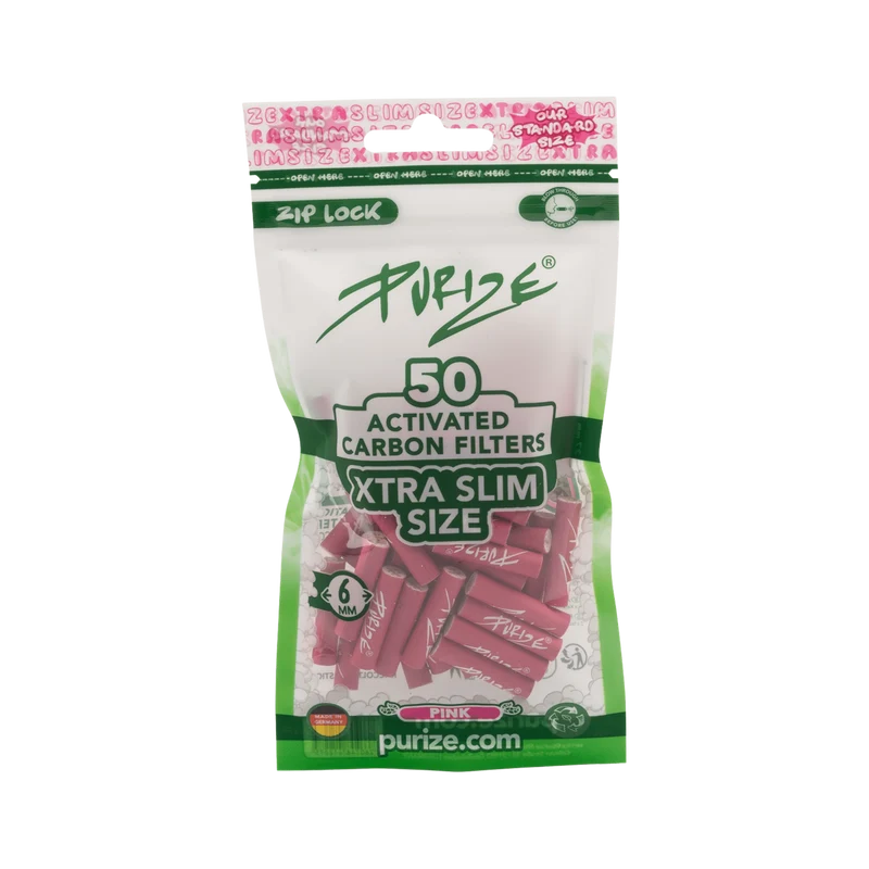 Purize Xtra Slim Size Pink – Aktivkohlefilter 6mm, 50 Stück
