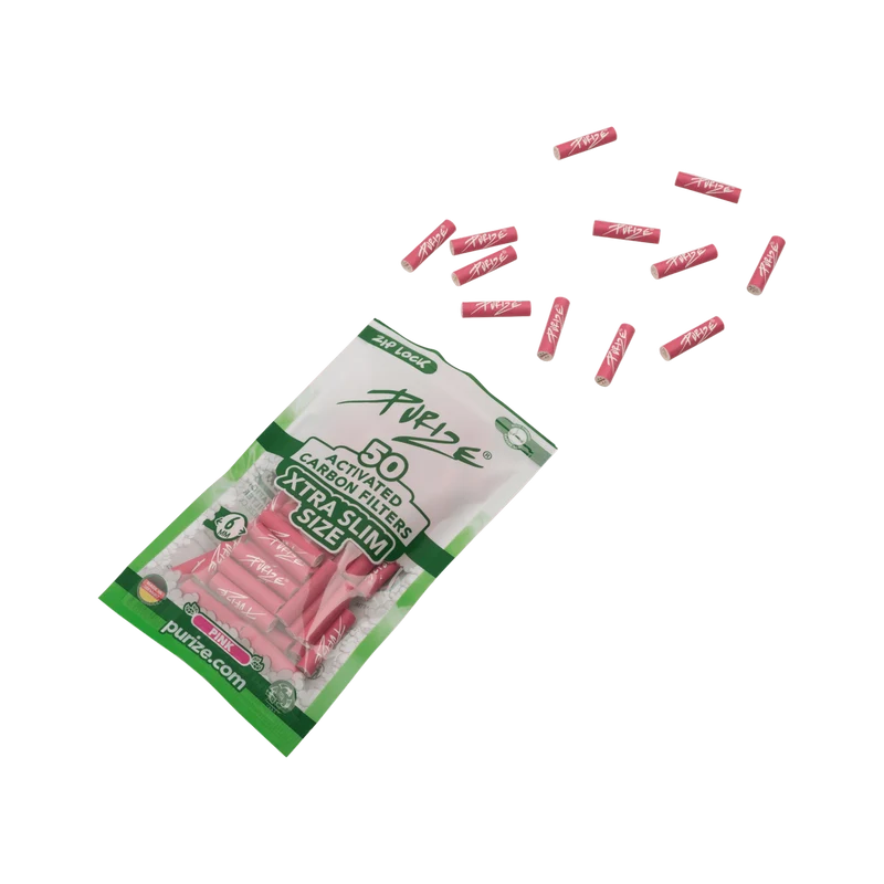 Purize Xtra Slim Size Pink – Aktivkohlefilter 6mm, 50 Stück