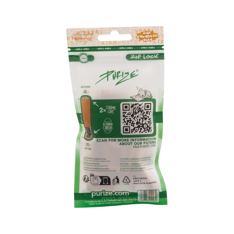 Purize Xtra Slim Size Spy – Aktivkohlefilter 6mm, 50 Stück