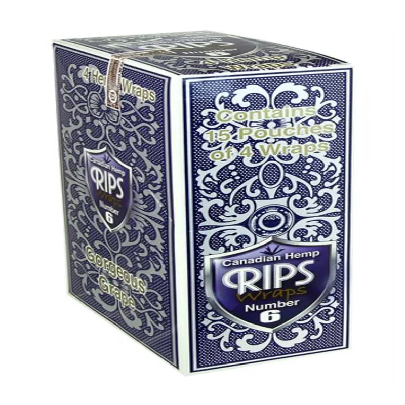 RIPS Canadian Hanf Blunt Wraps Gorgeous Grape (No. 6) – Box, 15 × 4 Wraps