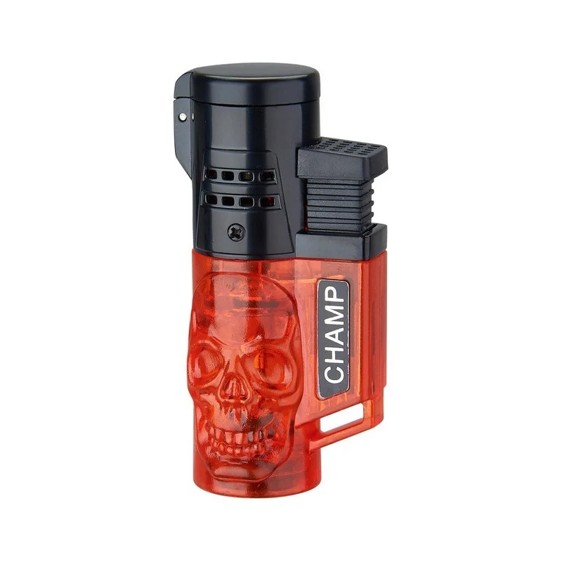 Champ Skull Feuerzeug 2 blaue Flammen – Display, 12 Stk.