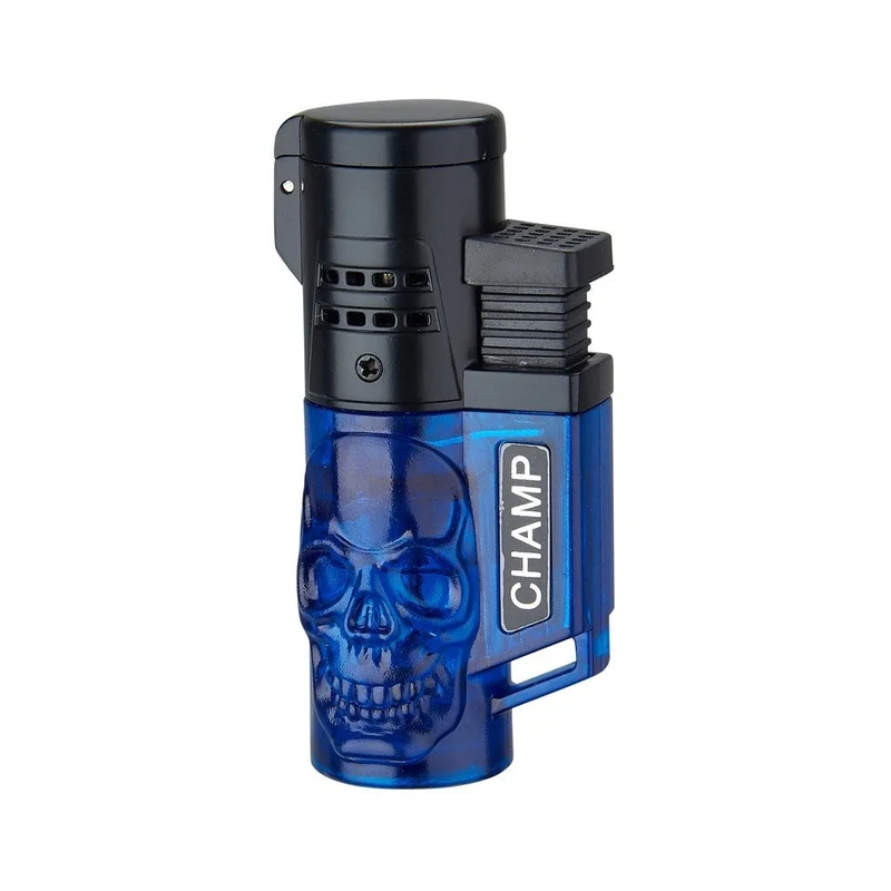 Champ Skull Feuerzeug 2 blaue Flammen – Display, 12 Stk.
