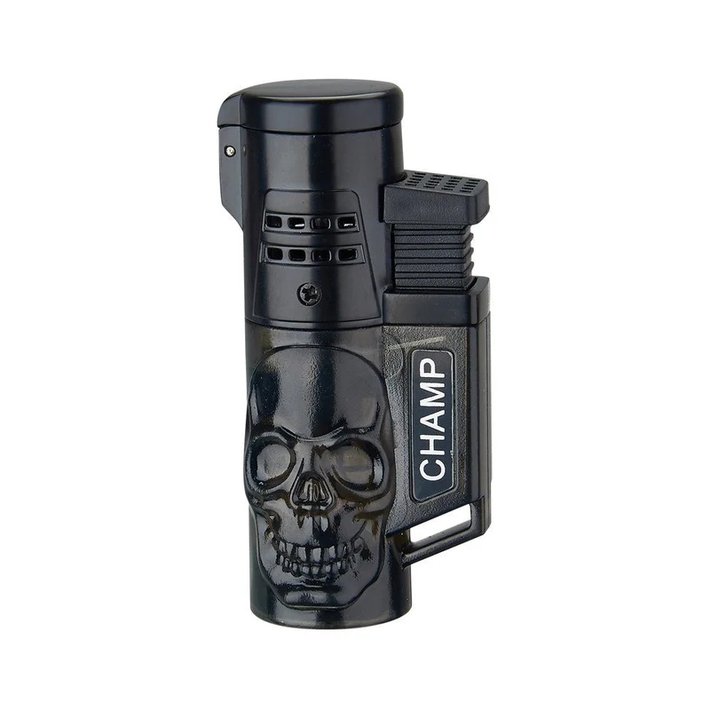 Champ Skull Feuerzeug 2 blaue Flammen – Display, 12 Stk.