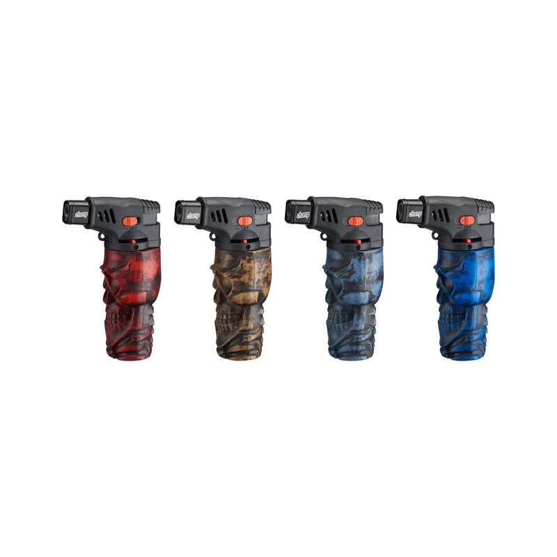 Champ Skull Feuerzeug Jetflame Blue – Display, 12 Stk.