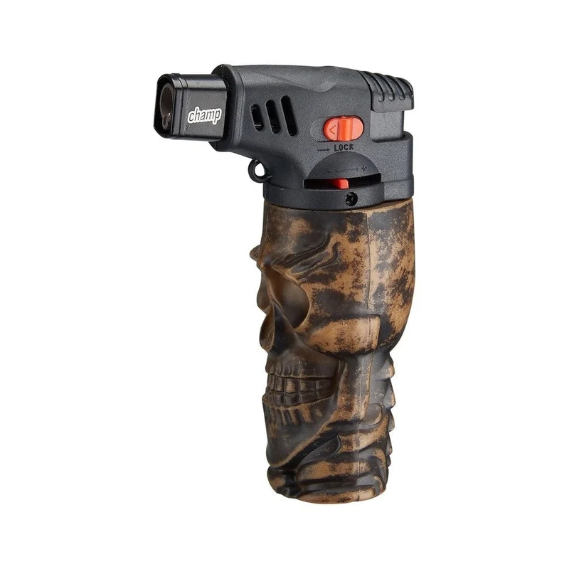 Champ Skull Feuerzeug Jetflame Blue – Display, 12 Stk.