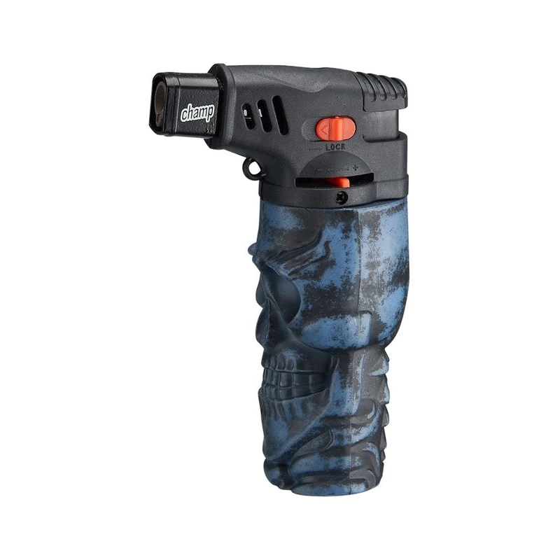 Champ Skull Feuerzeug Jetflame Blue – Display, 12 Stk.