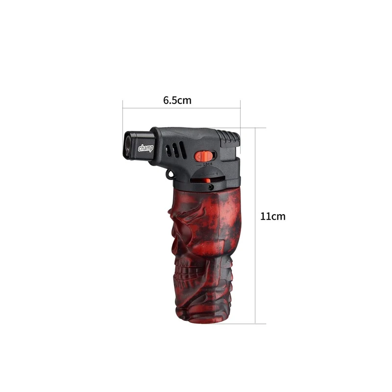 Champ Skull Feuerzeug Jetflame Blue – Display, 12 Stk.
