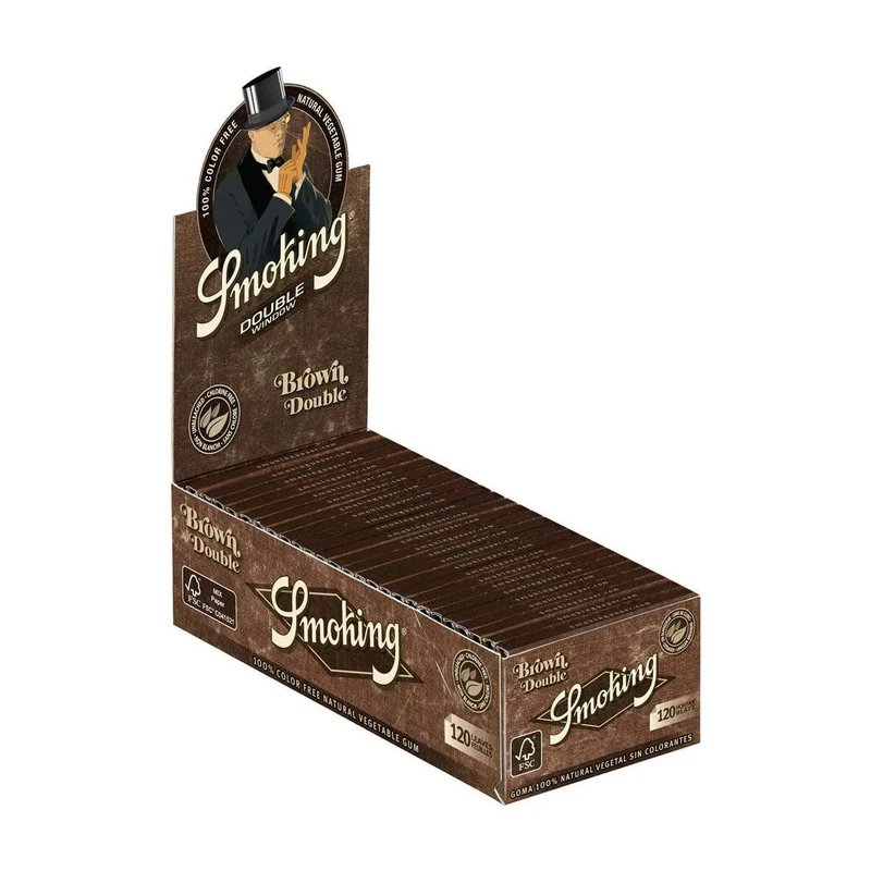 Smoking Brown Double Window Papers – Display, 25 Hefte à 120 Blatt