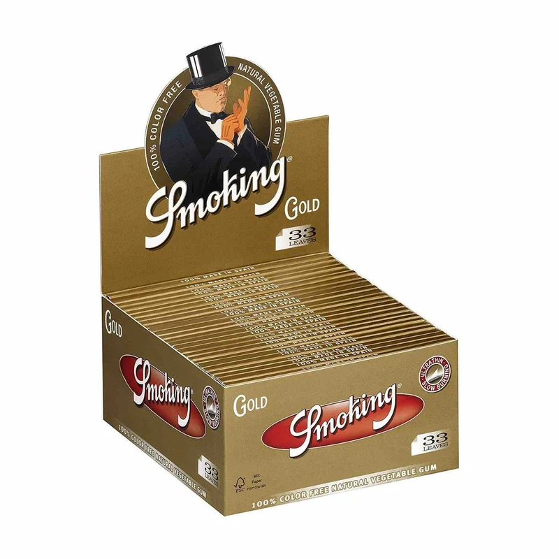Smoking Gold King Size Slim Papers – Display, 50 Hefte à 33 Blatt