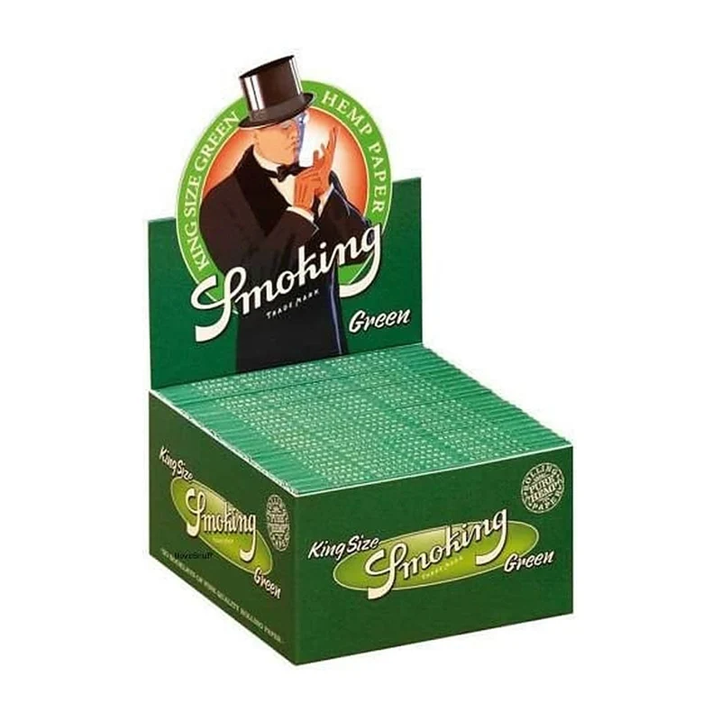 Smoking Green Hemp King Size Papers – Display, 50 Hefte à 33 Blatt