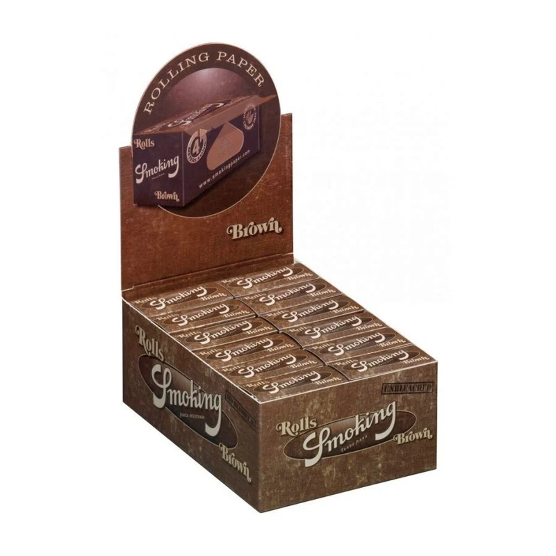 Smoking Brown Rolls Unbleached 4 m – Display, 24 Rollen