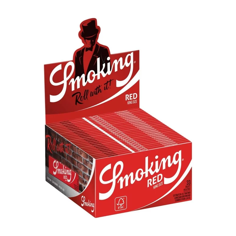 Smoking Red King Size Papers – Display, 50 Hefte à 33 Blatt