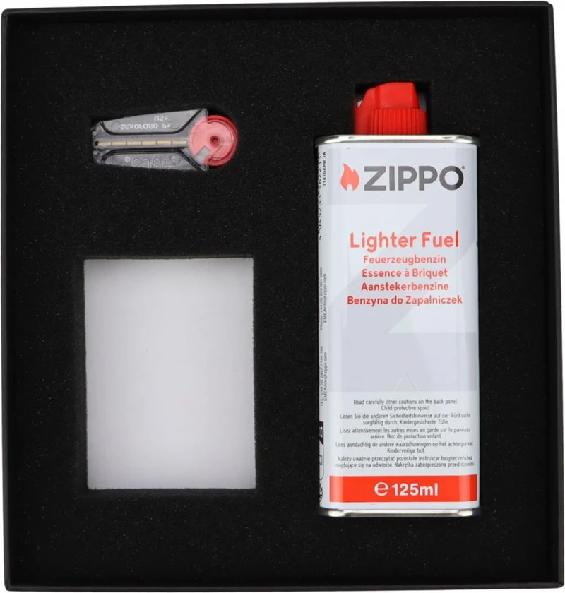 Gaveæske til Zippo Lighter med Benzin & Sten