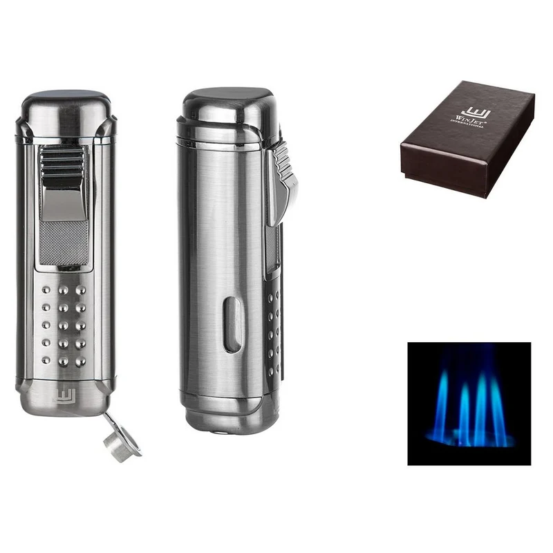 Winjet Cigar Lighter 4 x Jet Chrom Satin m/Puncher