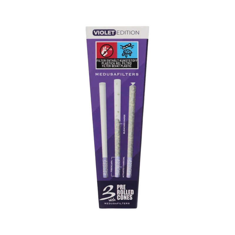 MedusaFilters Pre-Rolled Cones Violet – King Size Slim, 3er Box