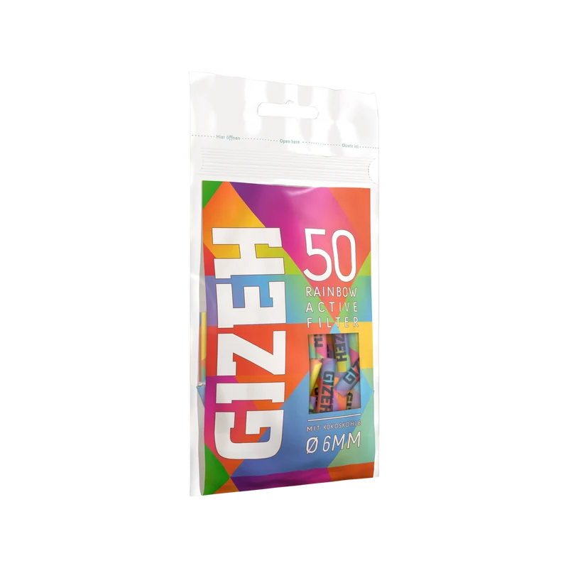 GIZEH Rainbow Active Filter 6 mm – Display, 10 Beutel à 50 Stück