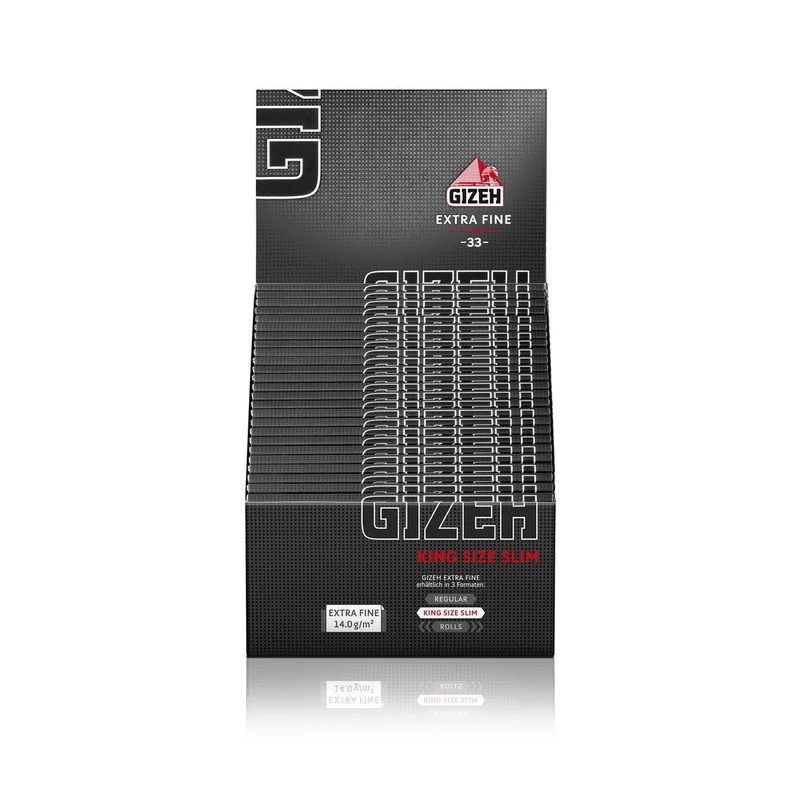 GIZEH Black King Size Slim Papers – Display, 50 Hefte à 34 Blatt
