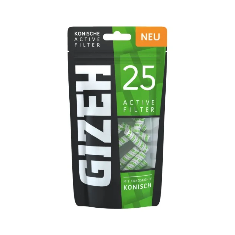 GIZEH Active Filter konisch 6–7 mm Black – 25 Stück Bag