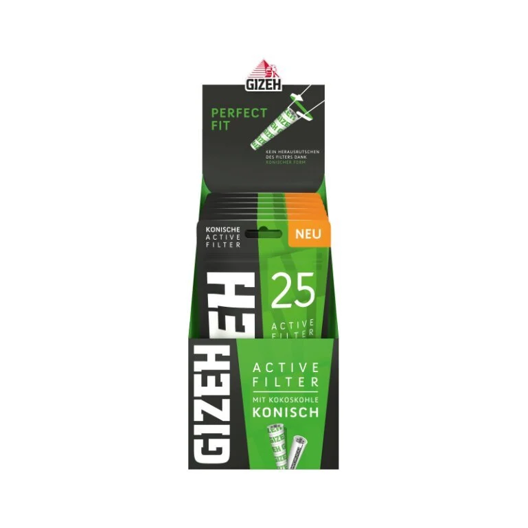 GIZEH Active Filter konisch 6–7 mm Black – 25 Stück Bag
