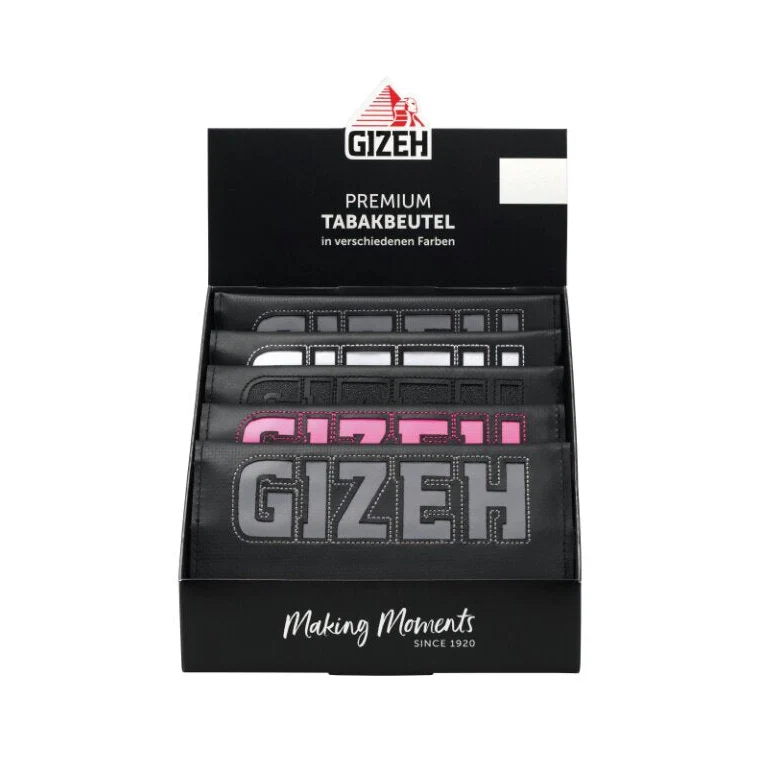 GIZEH Premium Tabakbeutel Drehtasche – Display, 5 Stück