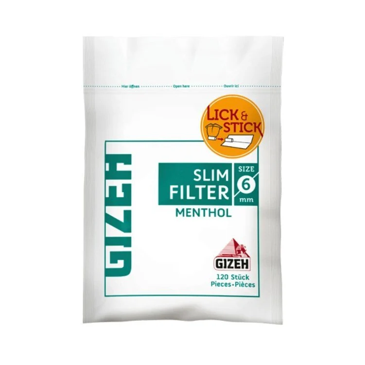 GIZEH Slim Filter Menthol 6 mm – Eindrehfilter