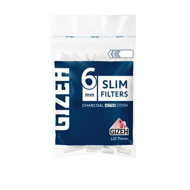 GIZEH Slim Aktivkohlefilter 6 mm – Display, 20 × 120 Stück