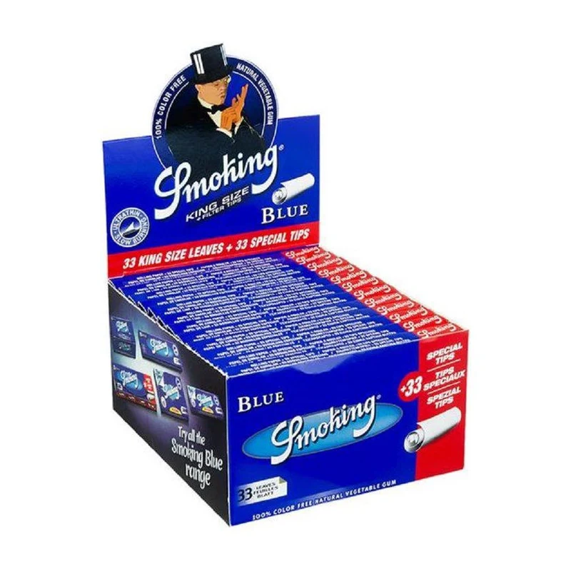 Smoking Blue King Size + Tips – Display, 24 Hefte à 33 Blatt + 33 Tips