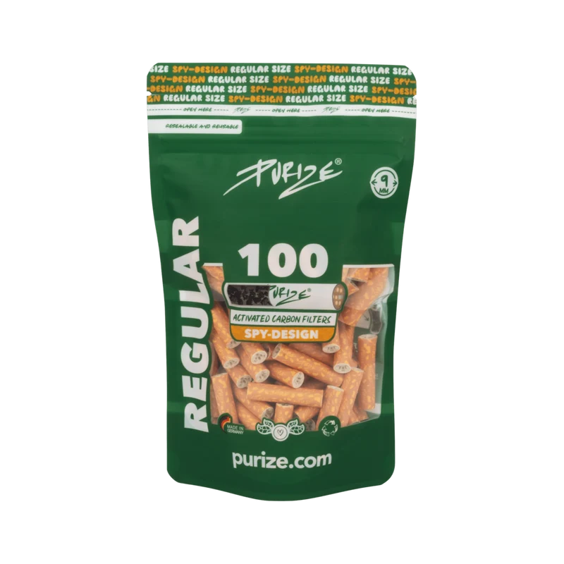 Purize Regular Size Spy – Aktivkohlefilter 9mm, 100 Stück