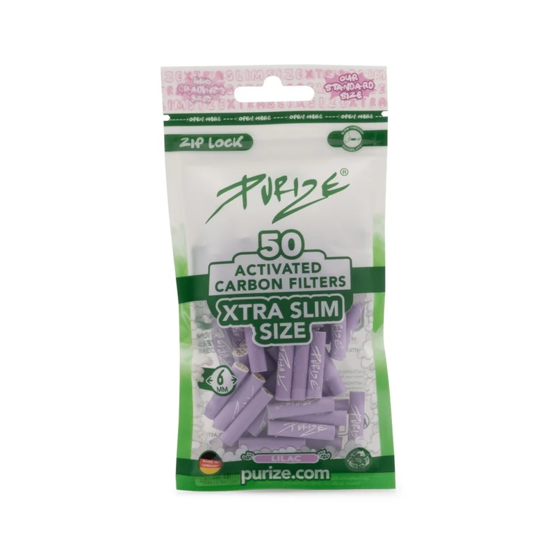 Purize Xtra Slim Lilac – Aktivkohlefilter 6 mm, 50 Stk.
