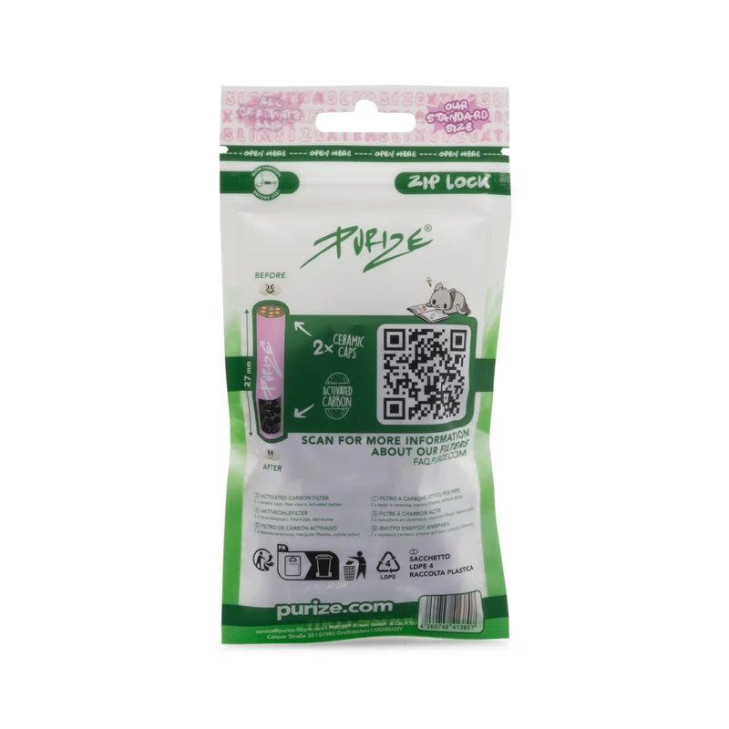 Purize Xtra Slim Lilac – Aktivkohlefilter 6 mm, 50 Stk.