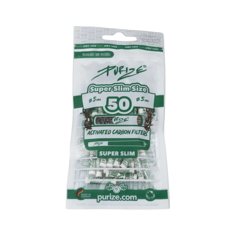 Purize Super Slim White – Aktivkohlefilter 5 mm, 50 Stk.