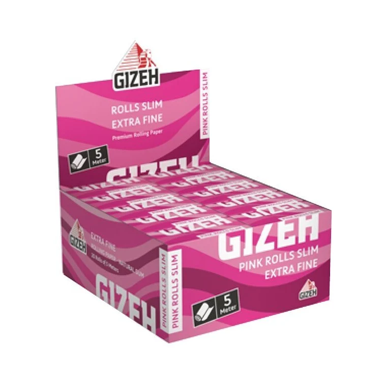 GIZEH Pink Rolls Slim 5m – Display à 20 Rollen