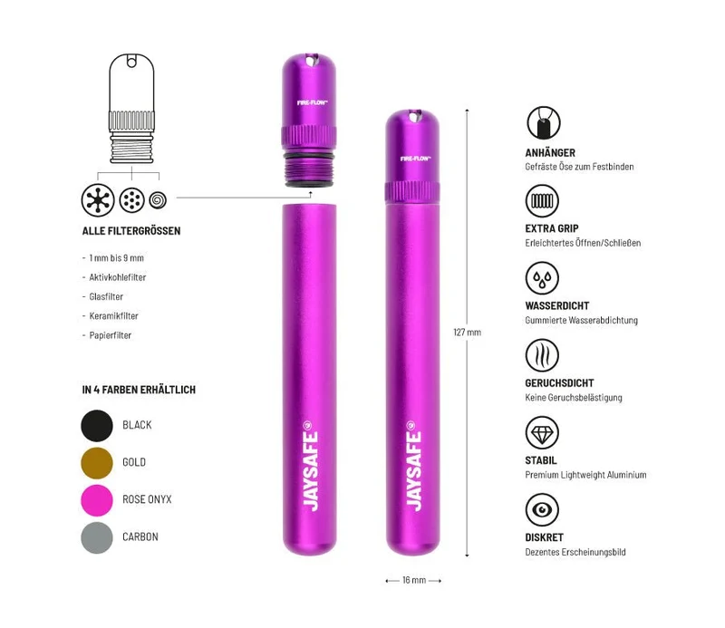 FireFlow JAYSAFE Joint Tube Rose Onyx – Aluminium (6 Stk.)