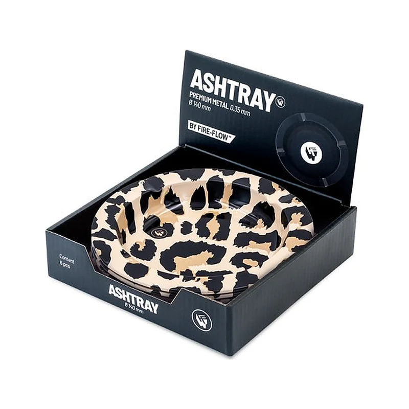 FireFlow Aschenbecher Leopard – Metall 14 cm, 6 Stück