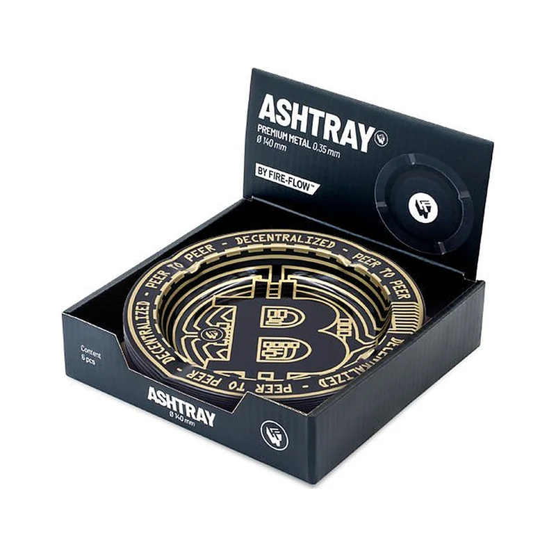 FireFlow Aschenbecher Bitcoin – Metall 14 cm, 6 Stück