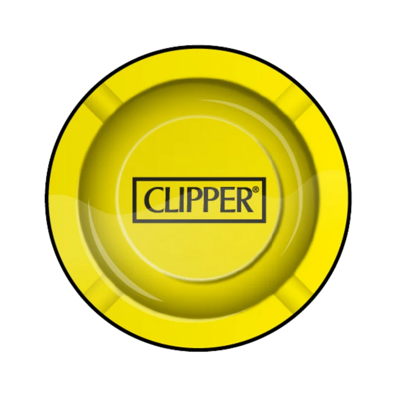 FireFlow Aschenbecher Clipper Logo Yellow – Metall 14 cm, 6 Stück
