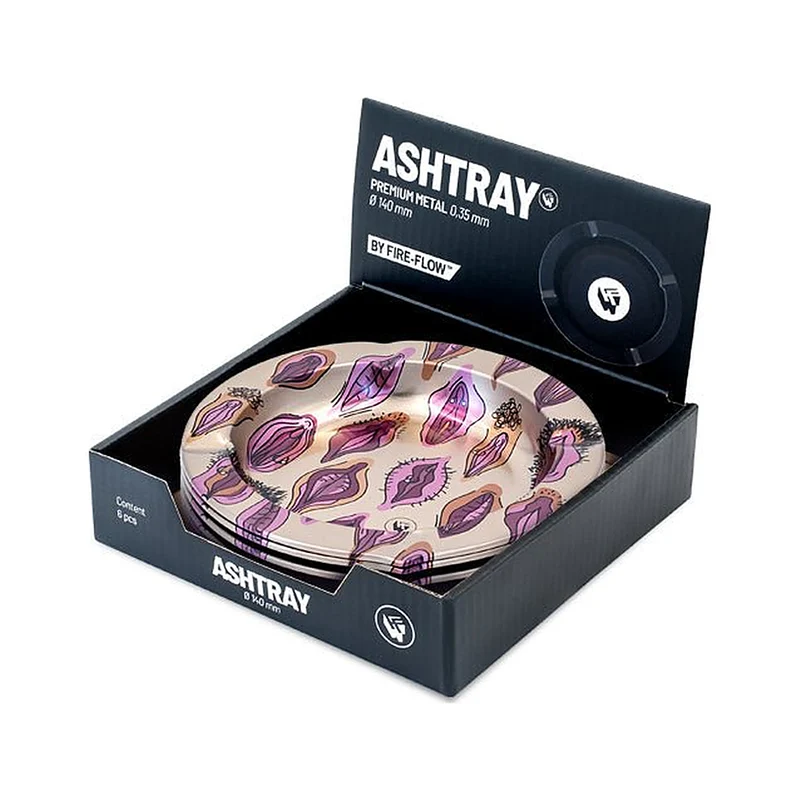 FireFlow Aschenbecher Pussy Pattern – Metall 14 cm, 6 Stück