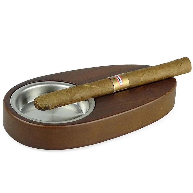 Cigar Humidor i Brunt Træ med Askebæger og Klipper
