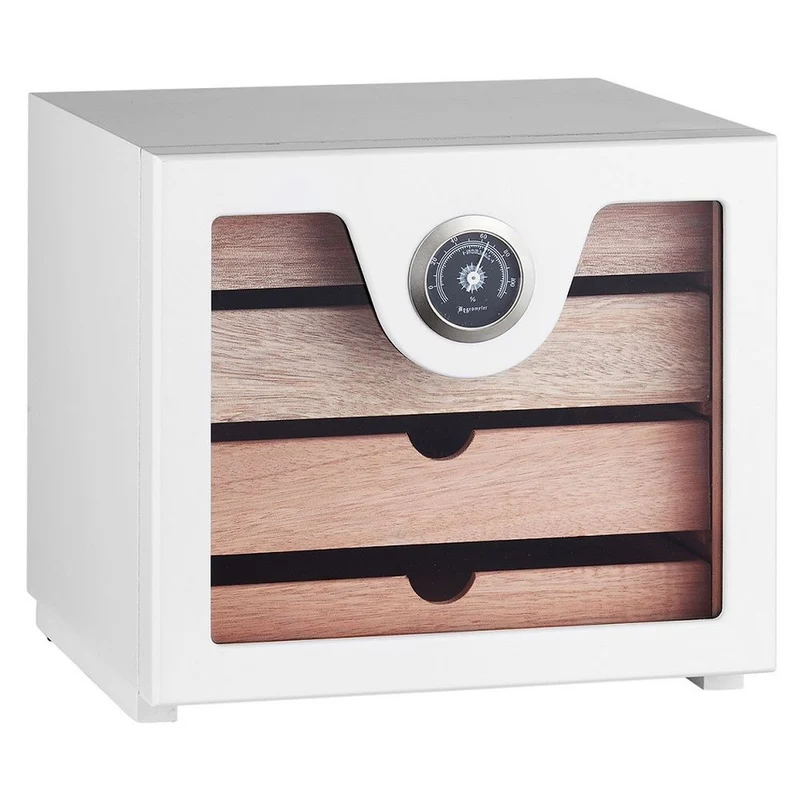 Angelo Cube Cigar Skuffe Humidor - Hvid med 4 Skuffer