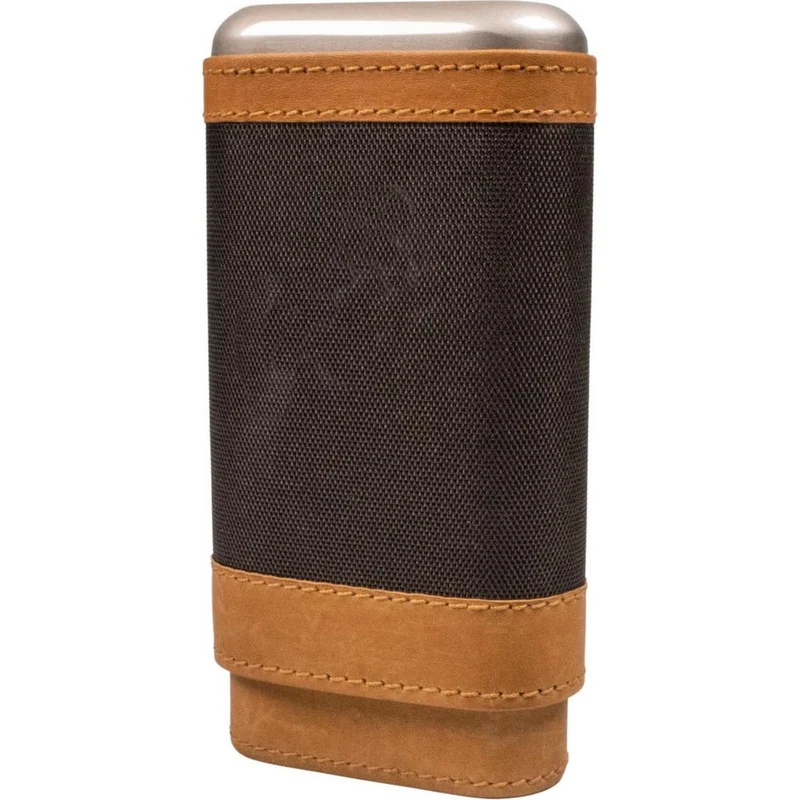 Elegant Læder Cigar Etui i 2-Tone Brun - til 3 Cigarer