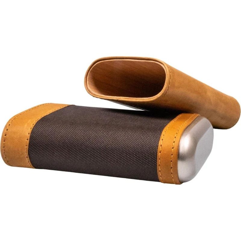 Elegant Læder Cigar Etui i 2-Tone Brun - til 3 Cigarer