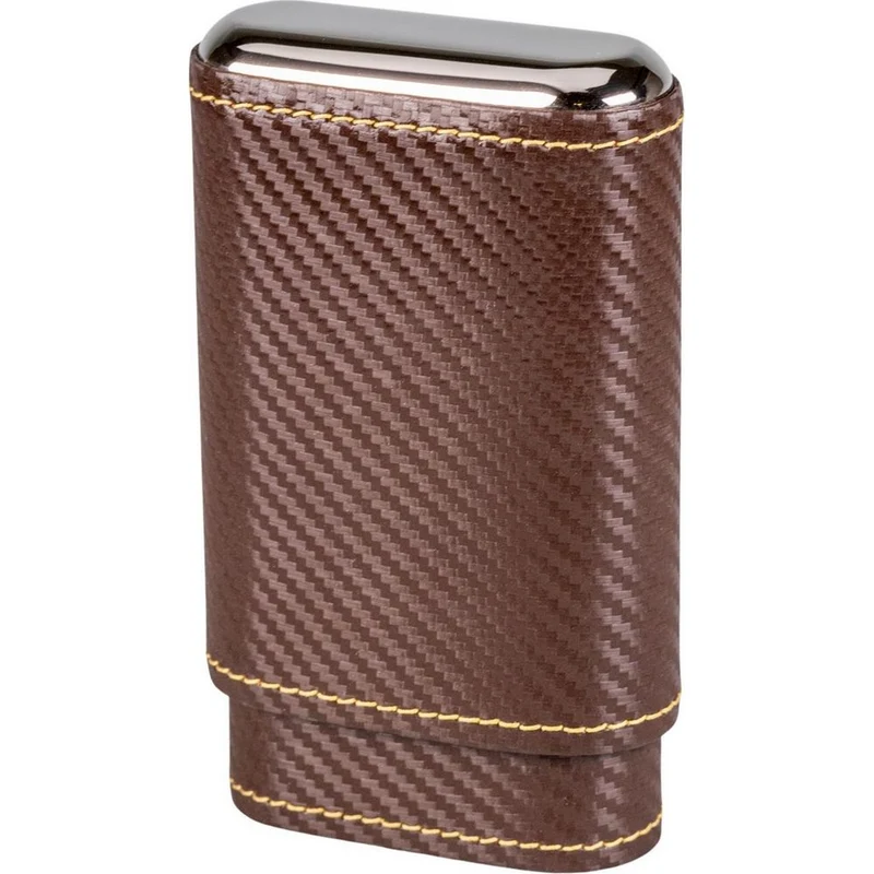 Supreme Læder Cigar Etui i Carbon Finish - til 3 Cigarer