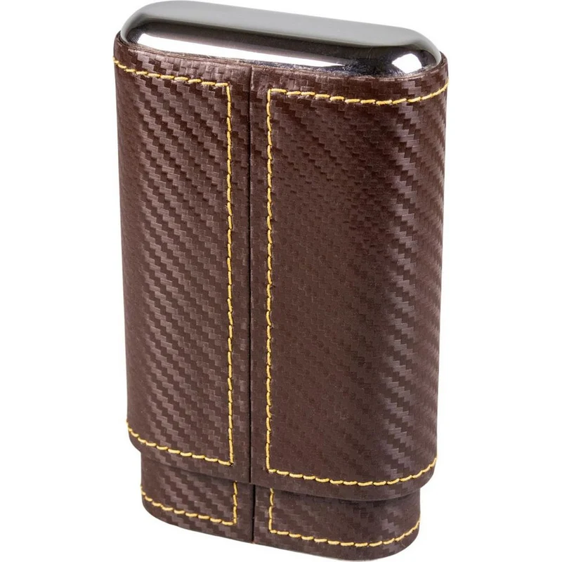 Supreme Læder Cigar Etui i Carbon Finish - til 3 Cigarer