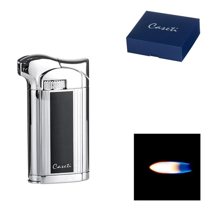 CASETI Pipe Lighter Black Chrome Shiny + Tamper