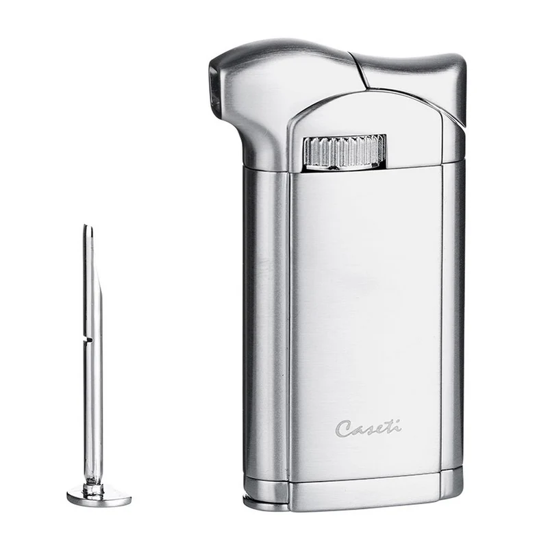 CASETI Pipe Lighter Chrome Brushed + Tamper