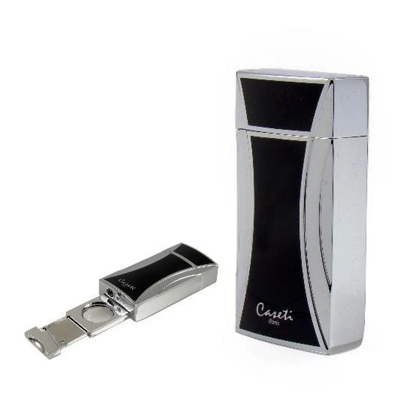 CASETI Lighter Chamonix Jet Sort/Chrome + Cutter